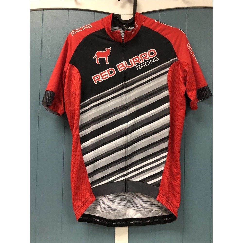 DNA Cycling Italy Red Burro Racing‎ Zippered Stretchy Biking Shirt Medium M